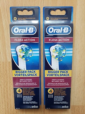 #ad 8 pcs Oral B Floss Action Replacement Toothbrush Brush Heads USA 2x4 packs $20.95