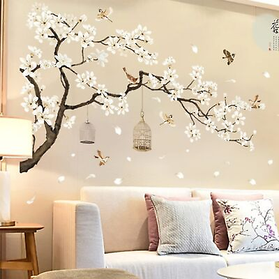 #ad BWCXXZH Large White Flower Wall Stickers 50quot;x74quot; Removable DIY Romantic Cher... $20.62