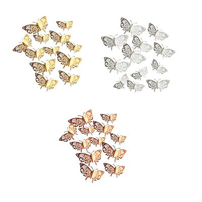 #ad 12pcs Butterfly Wall Stickers 3D Butterfly Wall Art Decals For DIY Home $6.44