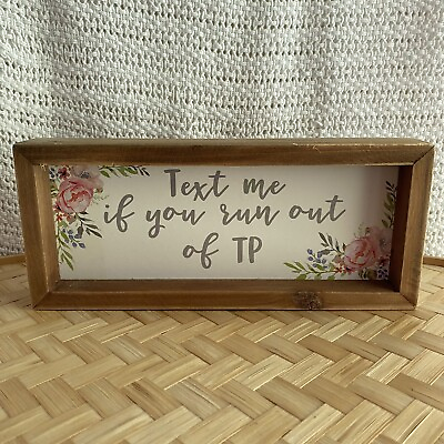 #ad Funny Bathroom Sign Cute Home Decor Wood Floral Word Art Wall Hanging Rustic $10.99