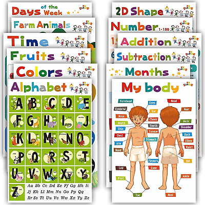 #ad #ad 12 Toddlers Educational Posters Classroom Wall Decorations Preschool Teachin... $14.99