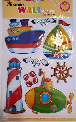 #ad #ad 3D Kids Wall Decor Stickers Lighthouse Ship Submarine Removeable $12.99