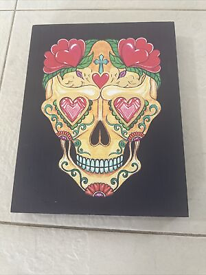 #ad #ad Fancy Floral Sugar Skull Canvas Print Wall Art Framed Large Picture Painting $10.50