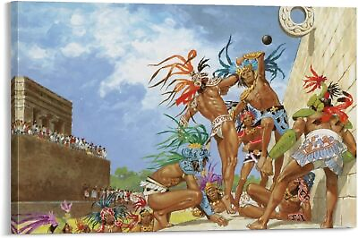 #ad Retro Art Posters Native American Indians Ancient Mexican Aztec Games Maya Art $39.90