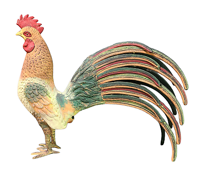 #ad Country French Large Hand Painted Metal Colorful Proud Rooster 24#x27;#x27; $552.50
