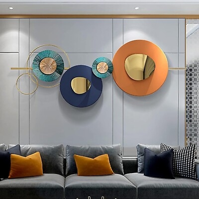 #ad Gold Metal Wall Decor Art Wall Hanging Home Decorations Modern Round Wall Art $173.99
