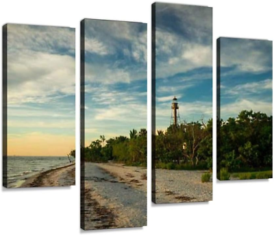 #ad Canvas Wall Art Painting Pictures Lighthouse at Sanibel Island Modern Artwork $77.99