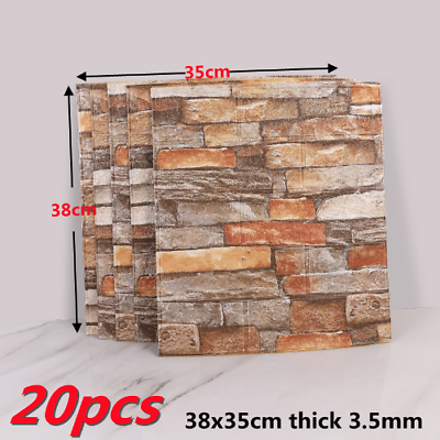 #ad 20pcs 3D Wall Decal Wallpaper Room TV Backdrop Foam Wall Sticker Self Adhesive $37.12