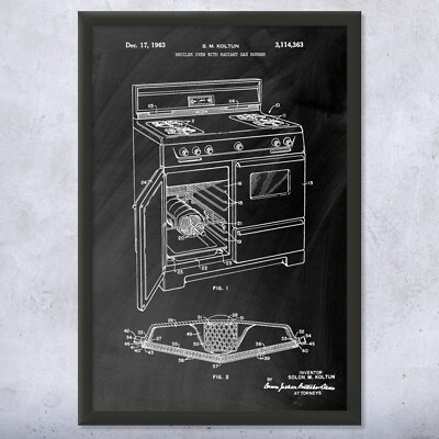 #ad Framed Broiler Oven Wall Art Print Culinary Gifts Kitchen Decor Chef Gift $139.95