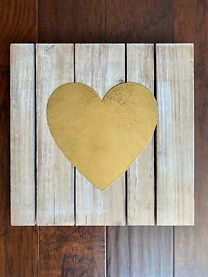 #ad Rustic 12x12in Plank Gold Heart Wall Decor Target Brand $7.00