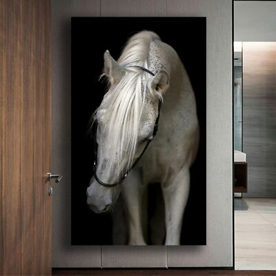 #ad Animals Wall Art Black White Horse Canvas Painting Wall Decor Posters Prints Art $25.37