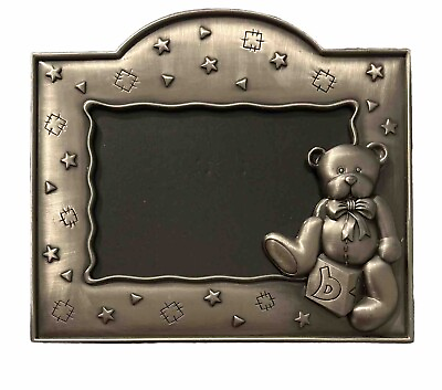 #ad #ad Fetco Home Decor Teddy Bear Baby Block Metal Pewter 4quot;x6quot; Picture Photo Frame $9.99