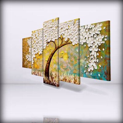 #ad #ad JIMHOMY Canvas * Wall for ART Modern Floral Abstract Artwork 5 Piece White for F $88.00