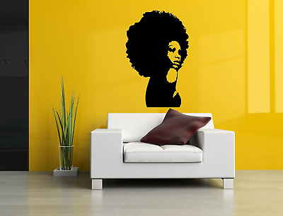 #ad #ad Wall Room Decor Art Vinyl Sticker Mural Decal Afro Girl Black Woman Head Poster $51.99