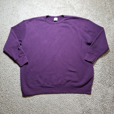 #ad Vintage Blank Sweathirt Adult XL Purple Long Sleeve Pull Over Fruit O The Loom $12.99