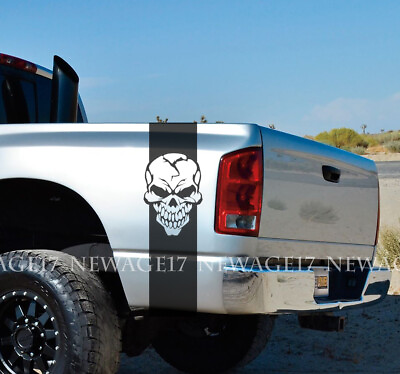 #ad #ad Skull Stripes 4x4 Truck Vinyl Decals Premium Removable Stickers Rear Bed Pair $28.99