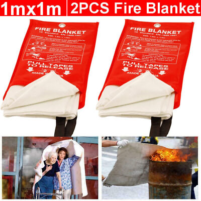 #ad 2PCLarge Fire Blanket Fireproof For Home Kitchen Office Caravan Emergency Safety $13.99