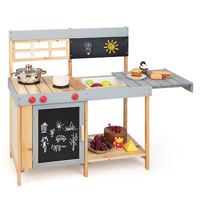 #ad Outdoor Kids Kitchen Playset Toy Wooden Kid#x27;s Play Kitchen for Girls Boys 3 $99.99