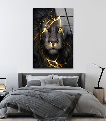 #ad #ad Lion Tempered Glass Wall Art $95.00