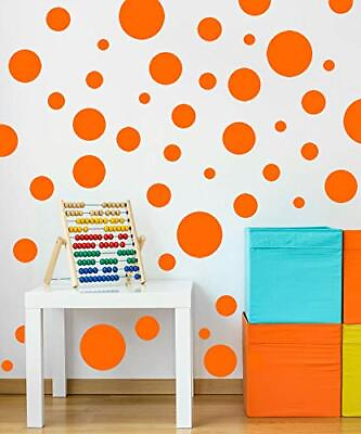 #ad Polka Dot Wall Stickers Wall Decor Stickers Wall Dots Vinyl Circle Orange $26.31