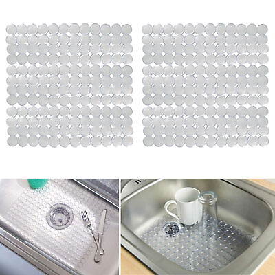 #ad #ad 2 X Clear Sink Mat Dish Rack Cushion Protector Pad Circles Kitchen 11quot; x 11quot; $9.27