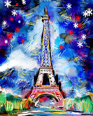 #ad Eiffel Tower Art Print France Canvas French Art Paris Painting $179.99