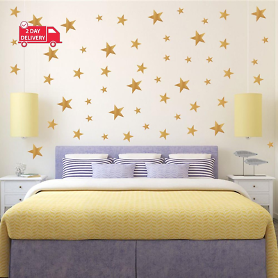 #ad 117Pcs Gold Stars Wall Decal Stars Pattern DIY Wall Stickers for Kids Rooms Home $19.31