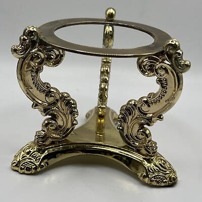 #ad Godinger Silver Art Co Gold Brass Tone Stand Float Orb Candle Holder Vintage $28.00