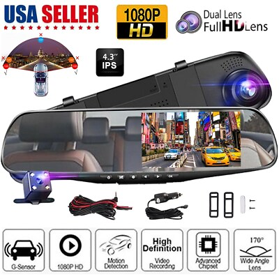 #ad 4.5quot; Car Backup Camera Mirror Dash Cam Recorder Rear View Reverse Parking System $23.76