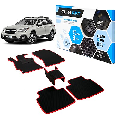 #ad CLIM ART Floor Mats All Weather Liners for 15 19 Subaru Outback Black Red $80.42