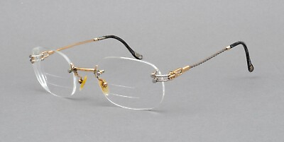 #ad Fred Lunettes Orcade Gold Silver Rimless Rope Eyeglasses Frame 135 France Read $570.37