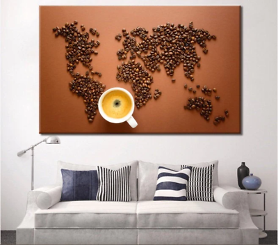 #ad Kitchen Wall Art Kitchen Canvas Coffee World Map Wall Art $174.95