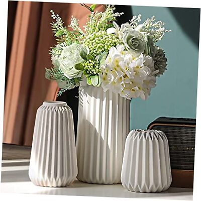#ad White Ceramic Vase Set of 3 Boho for Modern Home DecorNordic White 3 Set $41.80