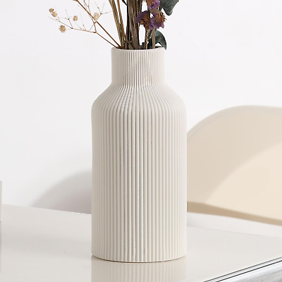 #ad White Ceramic Flower Vase Minimalist Modern Home Decor $25.99