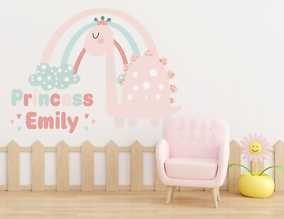#ad Cute Baby Dinosaur Wall Stickers for Nursery Child Art Custom Name Decoration $44.00
