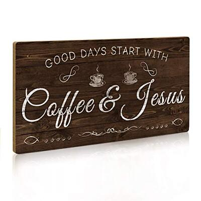 #ad Coffee Sign Kitchen Coffee Bar Decor 12 X 6 Hanging Plaque Gifts For Coffee Love $20.49