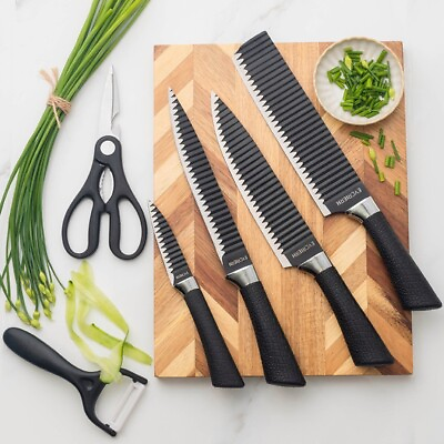 #ad 6 PCS Kitchen Knives Set Japanese Damascus Chef Knives Cleaver Set Gift Box $12.00