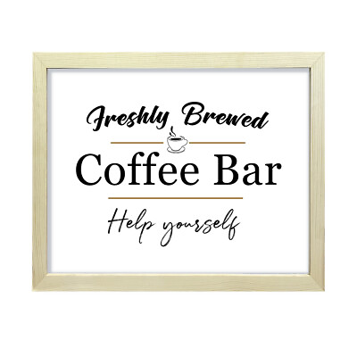 #ad Freshly Brewed Coffee Bar Help Yourself Framed Wall Art Home Décor Prints $22.99