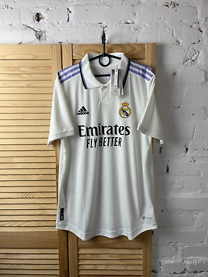#ad REAL MADRID AUTHENTIC JERSEY HOME FOOTBALL SOCCER SHIRT ADIDAS WHITE MENS sz M $98.99
