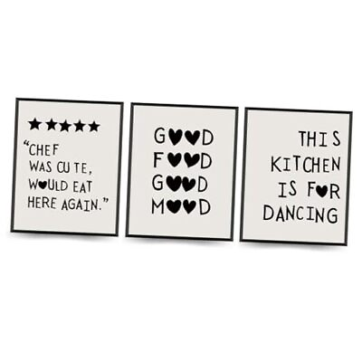#ad PLKMK Funny Kitchen Decor Set of 4 Five Star Rating Poster Black Kitchen $26.66