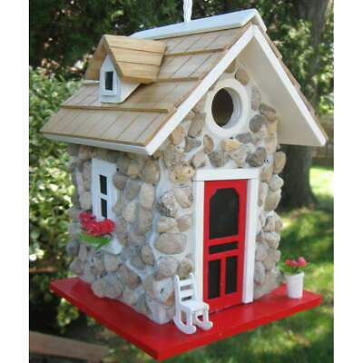 #ad #ad Patio Outdoor Decor Birdhouse Fieldstone Guest Cottage Clean Out Drainage US $39.47