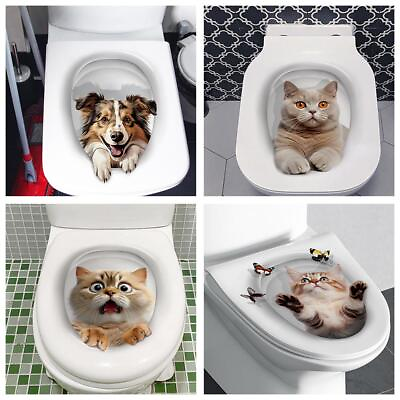 #ad Vinyl Decal cute 3D Cat Bedroom Toilet Refrigerator NEW restroom Sticker Q0W5 $6.04