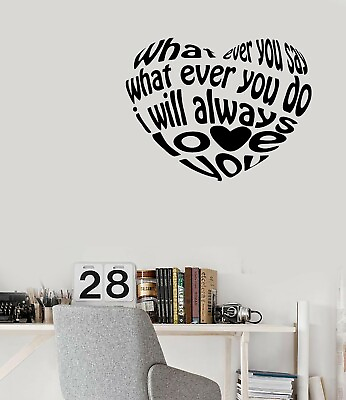 #ad Wall Sticker Vinyl Decal Heart Shape Letters Quotes Word Phrase n1454 $69.99