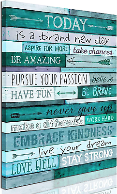 #ad #ad Inspirational Wall Art Quotes Office Teal Decor for Bedroom Word Artwork for $45.22