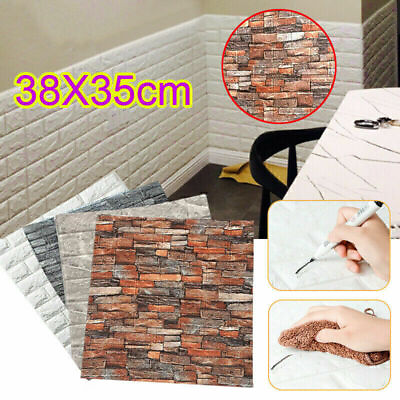 #ad 10PCS 20pcs 3D Tile Brick Wall Sticker Foam Panel Wallpaper Waterproof $15.63