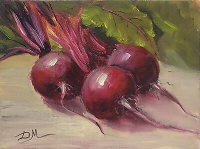 #ad Original Oil painting Handpainted On Canvas Panel. Beets painting. Kitchen Art $95.00
