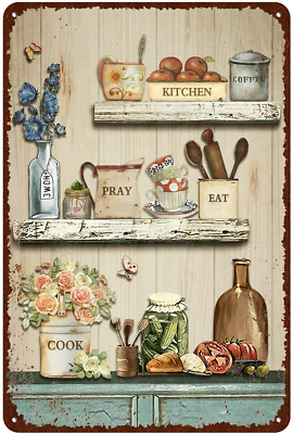#ad Vintage Farmhouse Kitchen Sign Kitchen Metal Signs Rustic Kitchen Wall Decor $24.22