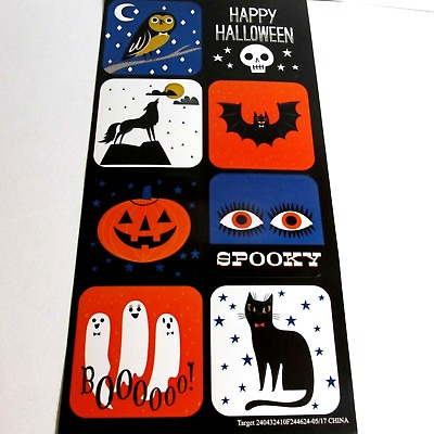 Halloween Stickers 4 Sheets x 8 Large Equals 32 Total Spooky Wolf Bat Cat Ghost $5.95