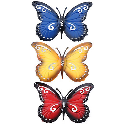 #ad Butterfly Wall 3D Art Decals Home Room Decorations Decor 3PCS Red Blue Yellow $15.16