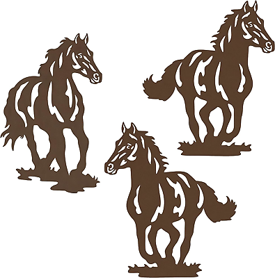 #ad #ad Metal Horse wall Art décor 9.2inch set of 3 Rustic Concise Western Horse for $29.57